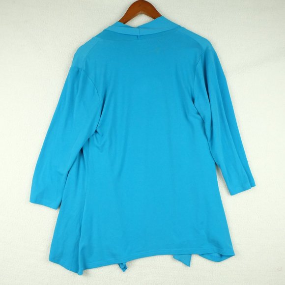 Bellissima Womens Cardigan Sweater Medium Blue Shawl Open Lightweight Stretchy - Picture 4 of 8